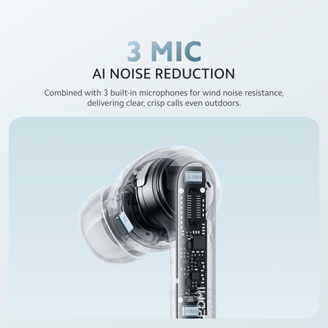 Earbud with three-microphone noise-reduction diagram