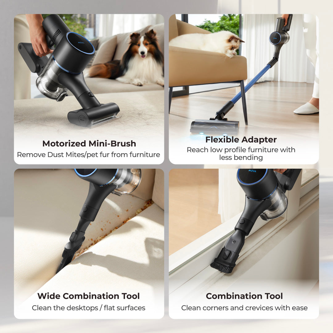 【Powerful 4-IN-1】MOVA S4 Detect Cordless Stick Vacuum | Anti-Tangle | Blue LED Laser | 20,000Pa | 2-Years Warranty