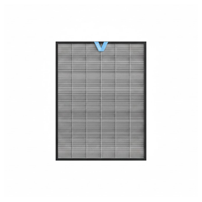 Grey pleated replacement filter panel with blue tab at top center