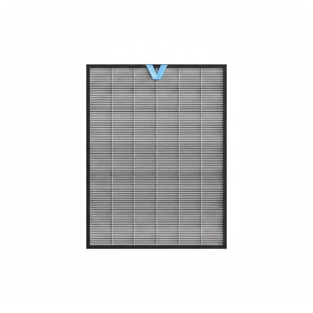 Grey pleated replacement filter panel with blue tab at top center
