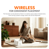 Smart Pet Fountain 2 cordless placement design, water dispenses during power outage