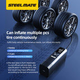 Steelmate Portable Tire Inflator / Mini Air Pump T15-B with LED Light Digital Gauge and 5 Inflation Modes 铁将军