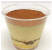Tiramisu Mousse dessert cup with layered cream and cocoa-dusted top