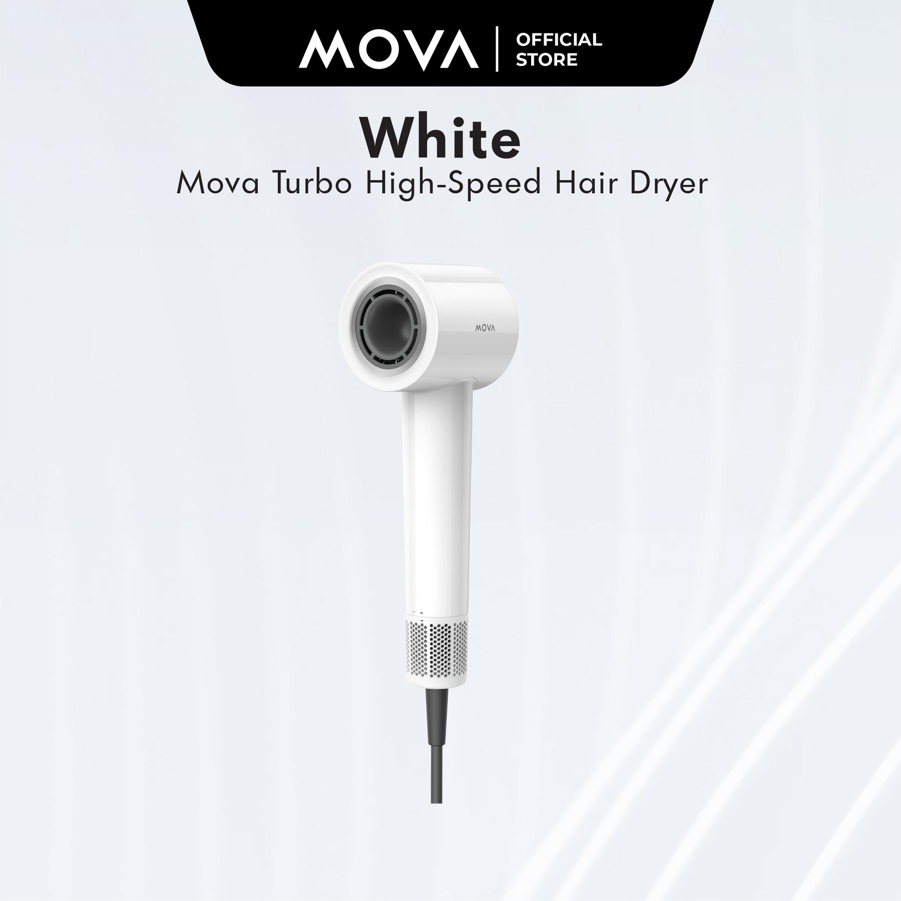 MOVA Turbo High-Speed Hair Dryer | 110,000 RPM | 40s Rapid Drying | 200million Negative Ion | 57 ℃ NTC | 8-Hair Care Modes
