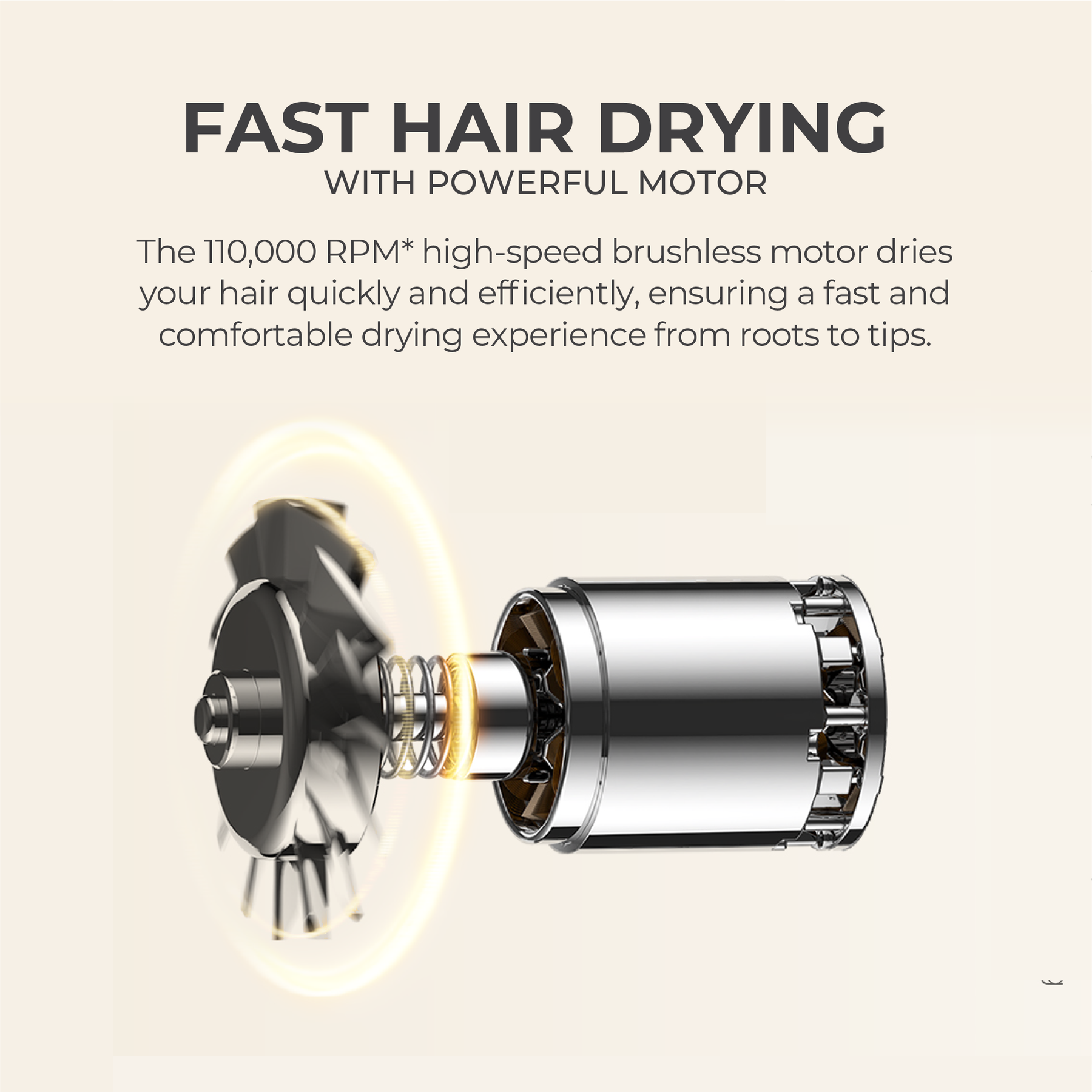 MOVA Turbo High-Speed Hair Dryer | 110,000 RPM | 40s Rapid Drying | 200million Negative Ion | 57 ℃ NTC | 8-Hair Care Modes