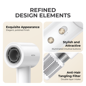 MOVA Turbo High-Speed Hair Dryer | 110,000 RPM | 40s Rapid Drying | 200million Negative Ion | 57 ℃ NTC | 8-Hair Care Modes