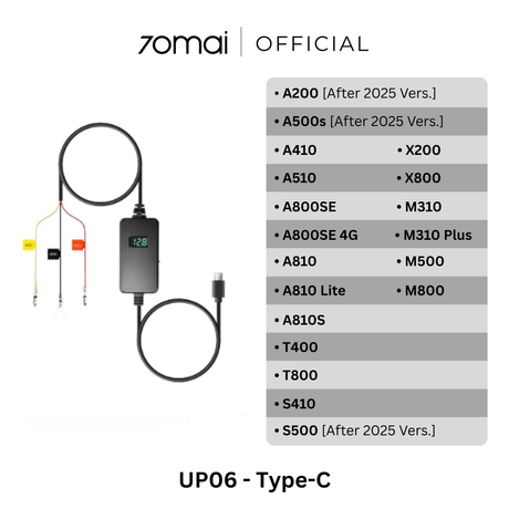 70mai UP06 Type-C hardwire kit with adapter module and three wiring leads