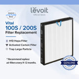 Levoit Vital 100S/200S replacement filter box with H13 HEPA and activated carbon