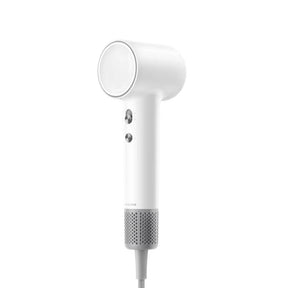 Dreame Mini Hair Dryer (white) with round nozzle and dual buttons on handle