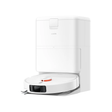 White Xiaomi robot vacuum cleaner with charging base and raised lid