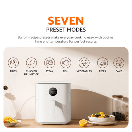 Air fryer with preset cooking mode icons around the digital control panel
