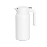 Insulated kettle with white body, curved handle, and stainless lid on top