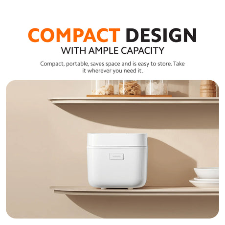 White Xiaomi multifunctional rice cooker with compact top and front indicator button