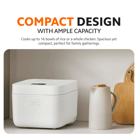 Compact multifunctional rice cooker, 4L capacity, on a countertop