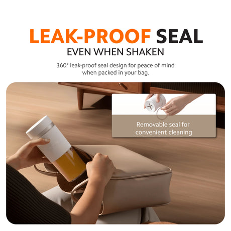 Xiaomi portable blender cup with removable seal, tipped to pour liquid