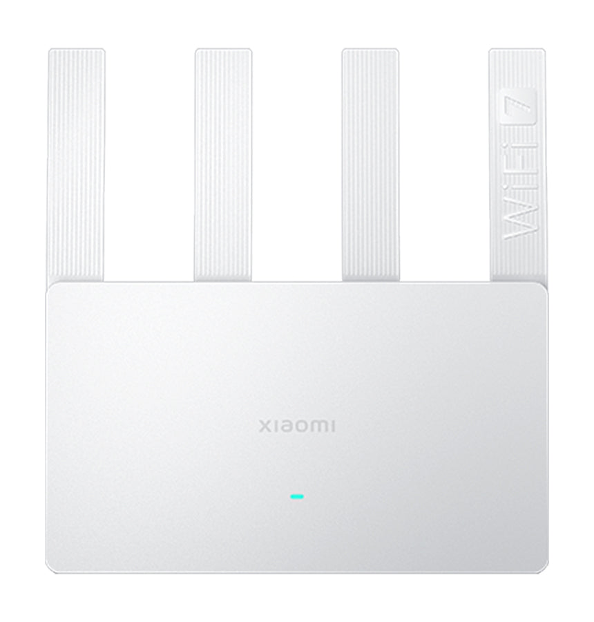 Xiaomi BE3600 router with four antennas and status LED