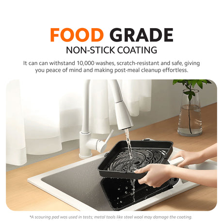 Smart air fryer with open basket, non-stick coating