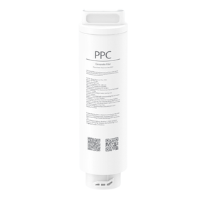 Xiaomi PPC water dispenser filter replacement cartridge, white cylinder with PPC label