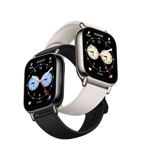 Redmi Watch 5 Lite smartwatch with dual screens, black and light straps
