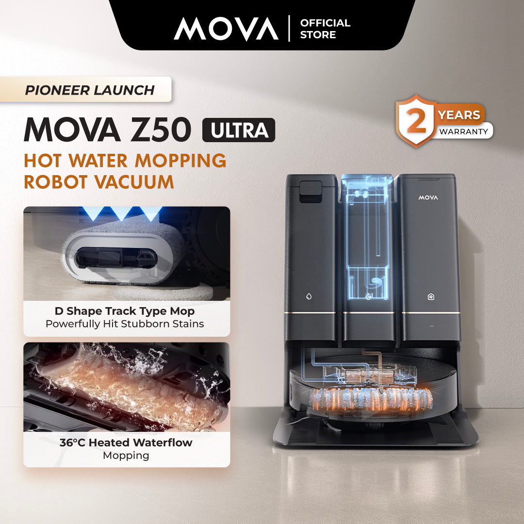 Grand Launch | MOVA Z50 Ultra Robot Vacuum | D-Shape Roller Brush | 19,000Pa | HydroSync™ Mopping | 75°C Mop Washing