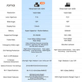 Dashcam A210 vs A200 spec comparison table with resolution, lens and recording details