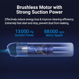 Mini vacuum cleaner cutaway with brushless motor and suction air channel.
