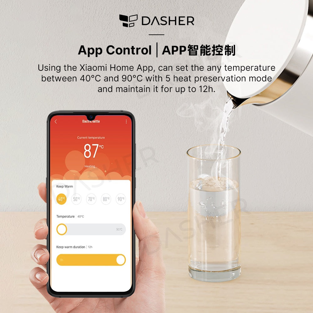 Electric smart kettle with app-controlled temperature settings and pouring spout