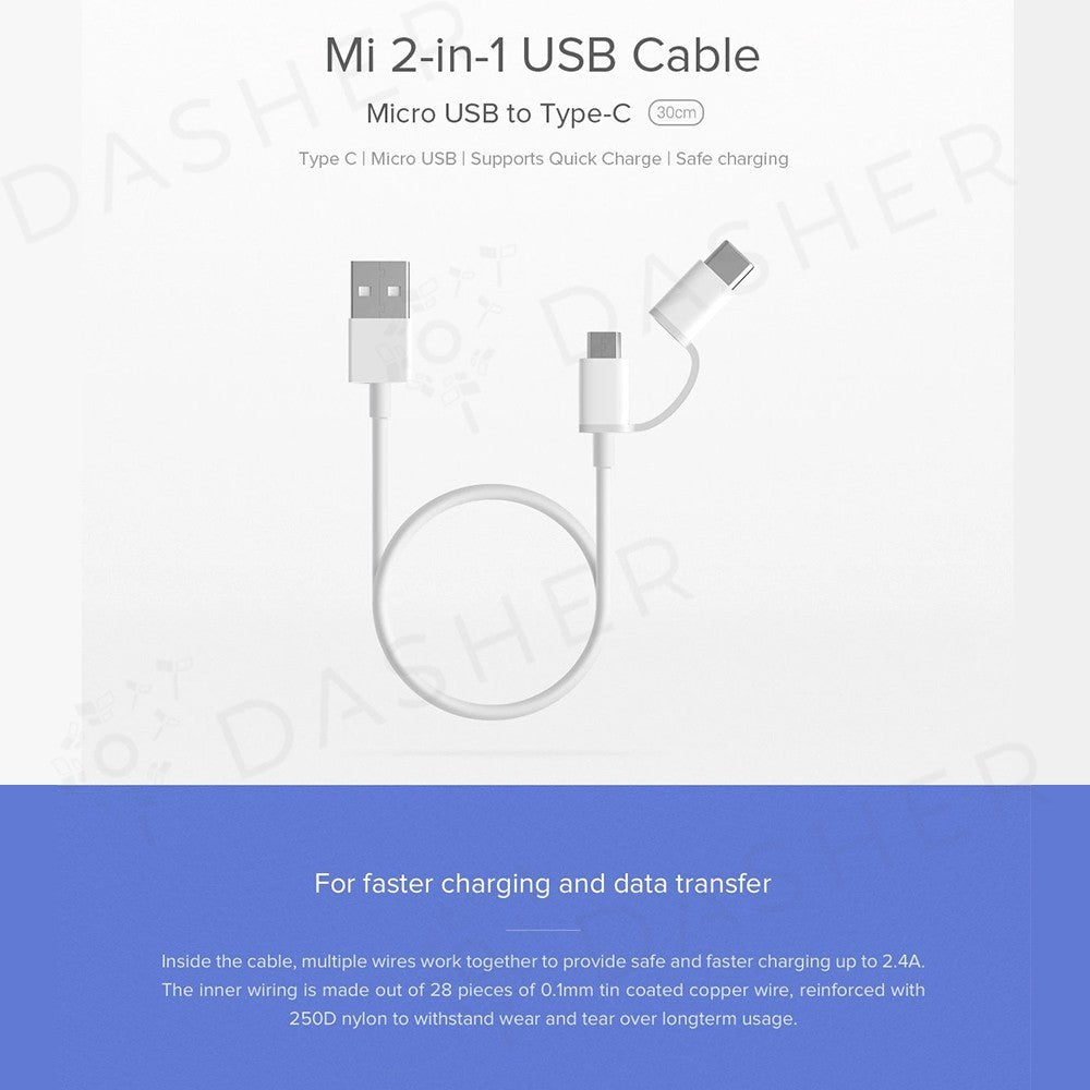 Xiaomi 2-in-1 USB Cable Micro USB to Type-C
