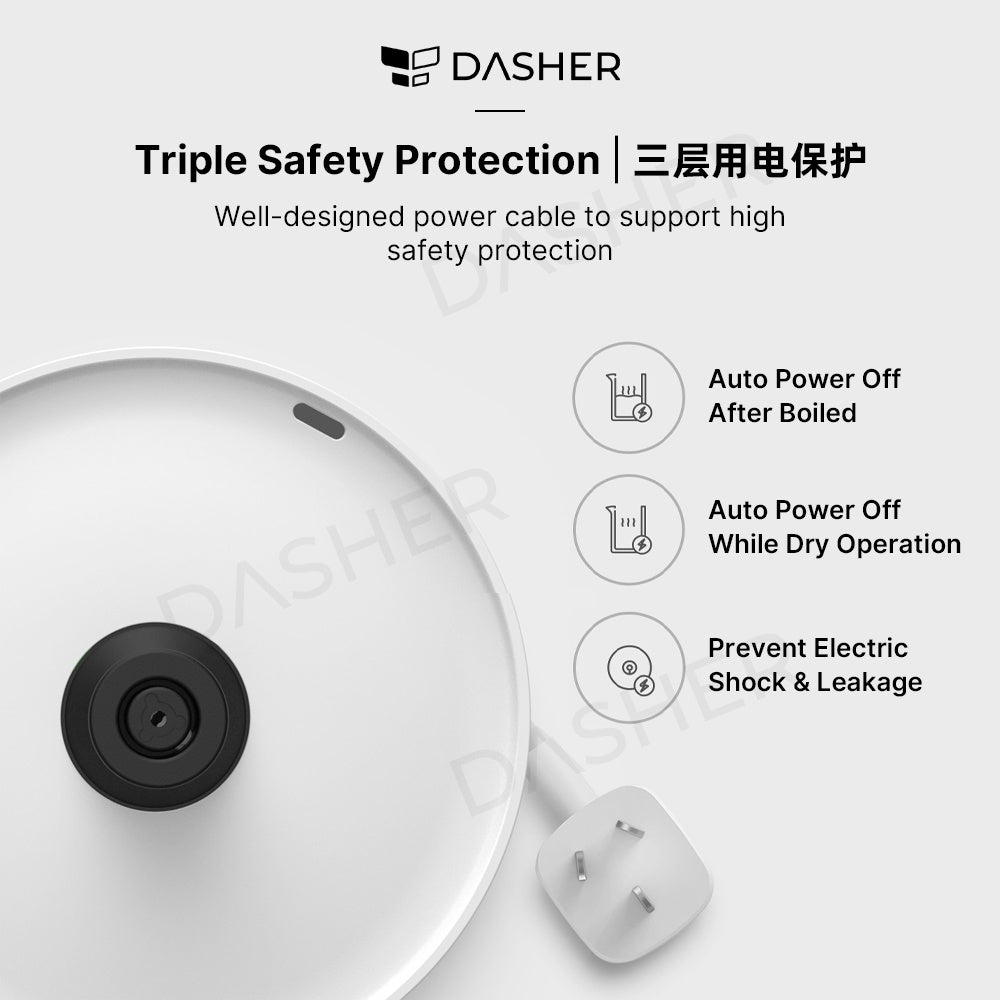 Electric kettle base with power plug and safety protection indicators