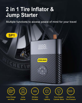 Steelmate 2 in 1 Tire Inflator, Power bank & Jump Starter SP1 铁将军