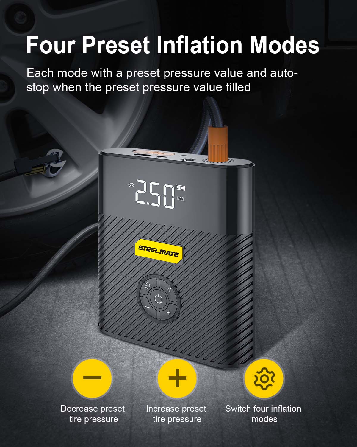 Steelmate 2 in 1 Tire Inflator, Power bank & Jump Starter SP1 铁将军