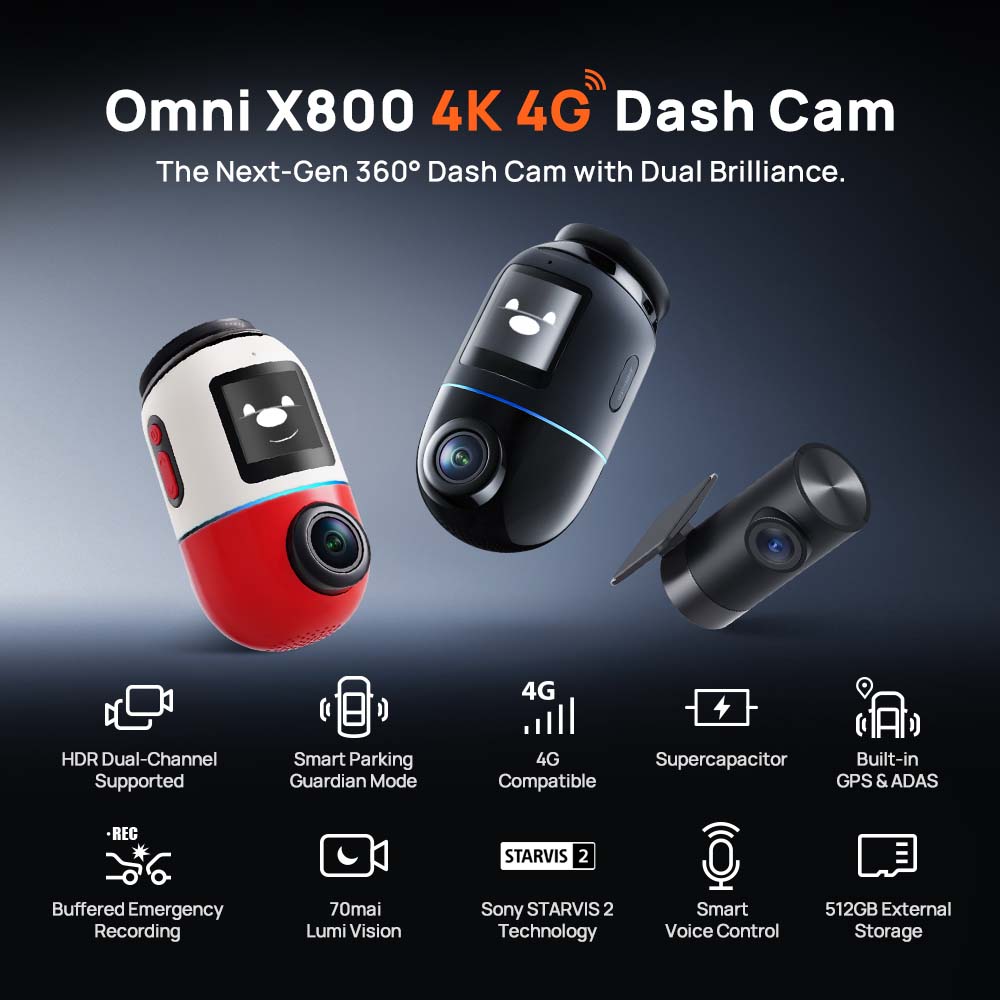 [New Launch] 70mai Omni X800 360° Dashcam 4K resolution with 4G connectivity