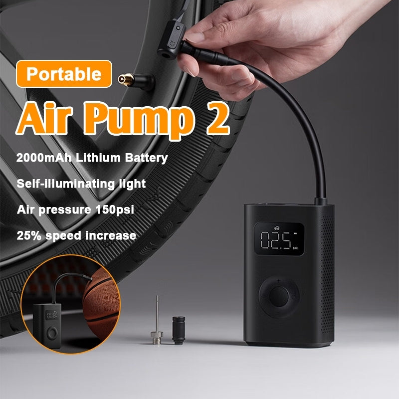 [New Product] Xiaomi Mijia Electric Portable Air Pump 2 Tire Pressure Compressor Inflator for Car/Bike/Bicycle