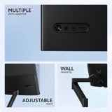 Monitor back view with ports, wall-mount bracket, and adjustable stand