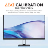 Black desktop monitor with centered stand, showing smooth color gradient screen