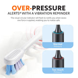 Smart electric toothbrush pressure alert with vibrating indicator on handle