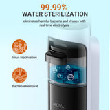 Wet and dry vacuum cleaner base with internal water tank for sterilizing.