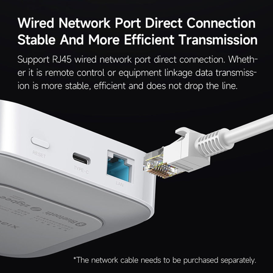 Smart home hub with Ethernet RJ45 LAN port and network cable