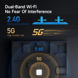 Smart home hub dual-band Wi-Fi range diagram with 2.4G and 5G