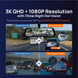 70mai S500 Rearview Mirror Dash Cam with RC13 Reverse Camera