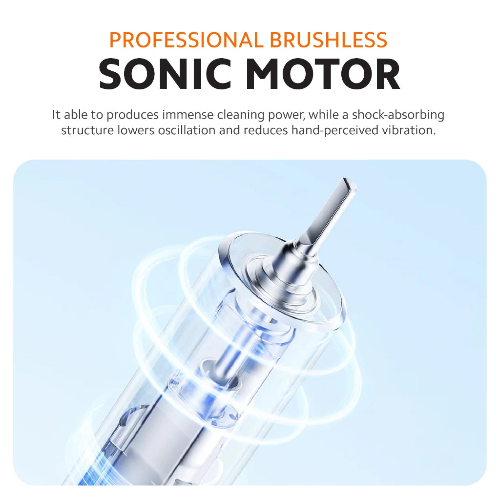 Electric toothbrush handle with sonic motor vibration effect around brush head