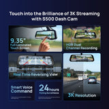70mai S500 Rearview Mirror Dash Cam with RC13 Reverse Camera