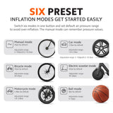 Portable air compressor control panel with preset inflation mode icons, black
