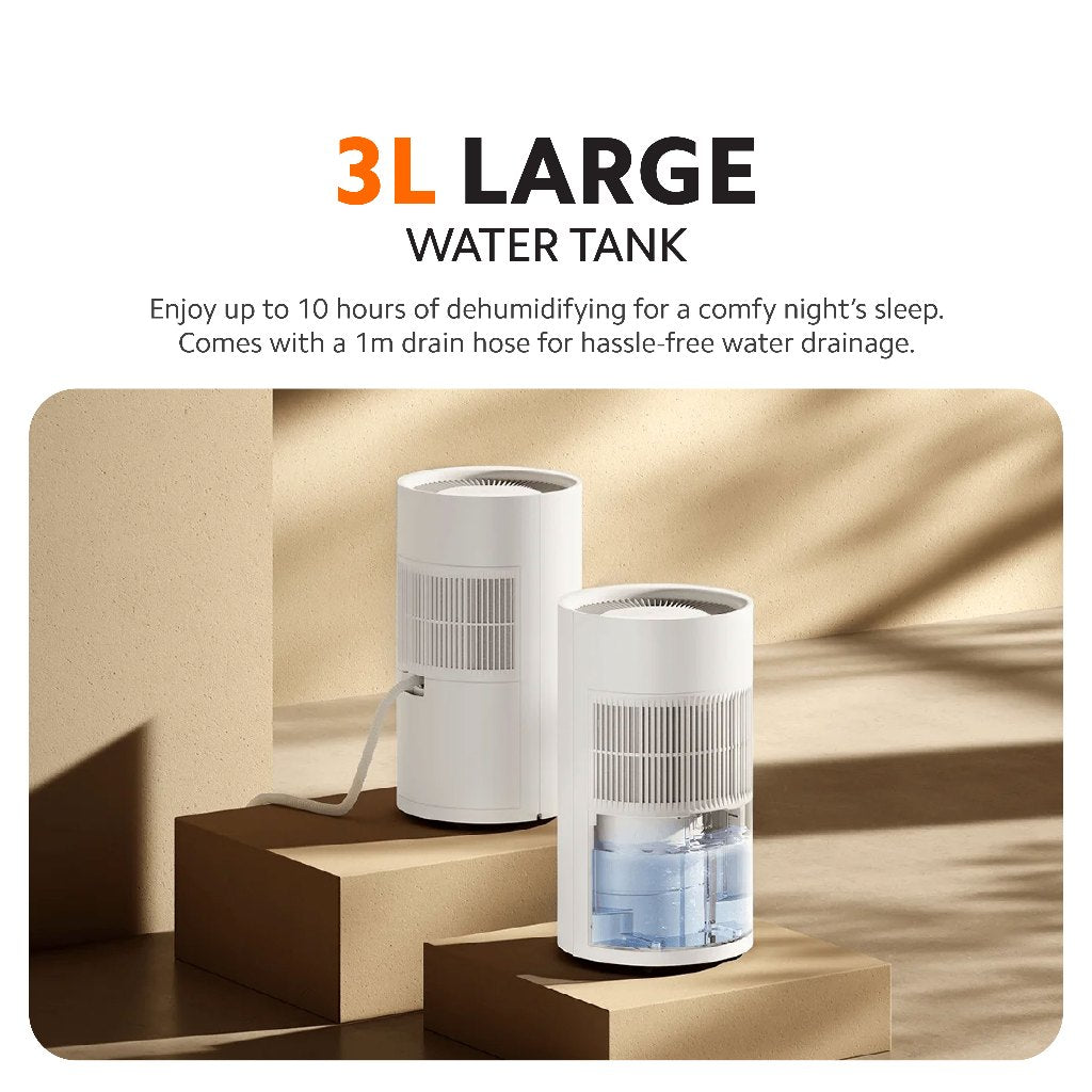 White Xiaomi smart dehumidifier with visible front water tank window