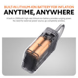 Portable air compressor battery compartment with lithium-ion cells, transparent cover