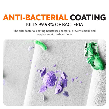 Anti-bacterial coating feature graphic with antibacterial protection visual illustration