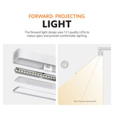 White LED desk lamp with forward-projecting light head and diffuser bars.