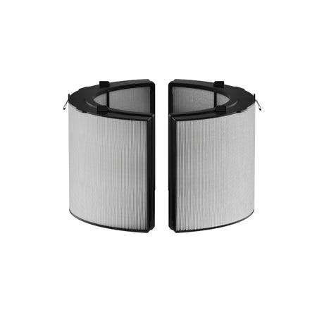 Pair of rectangular pleated air purifier filters with gray media and black frames
