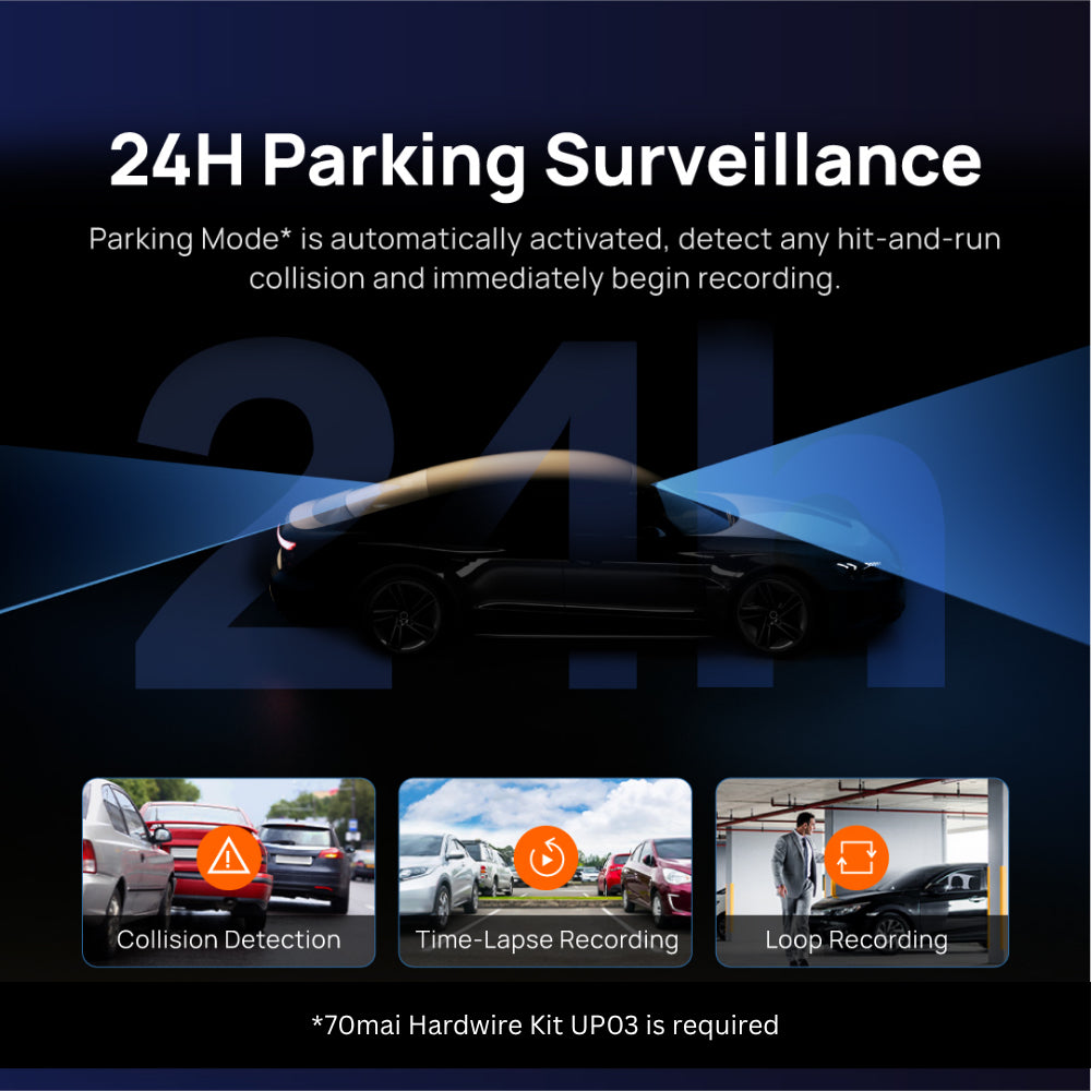 70mai S500 Rearview Mirror Dash Cam with RC13 Reverse Camera