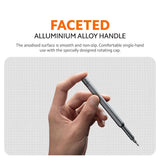 Aluminum alloy precision screwdriver with faceted gray handle and tip